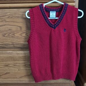 Izod Red Knit Vest with Navy Trim